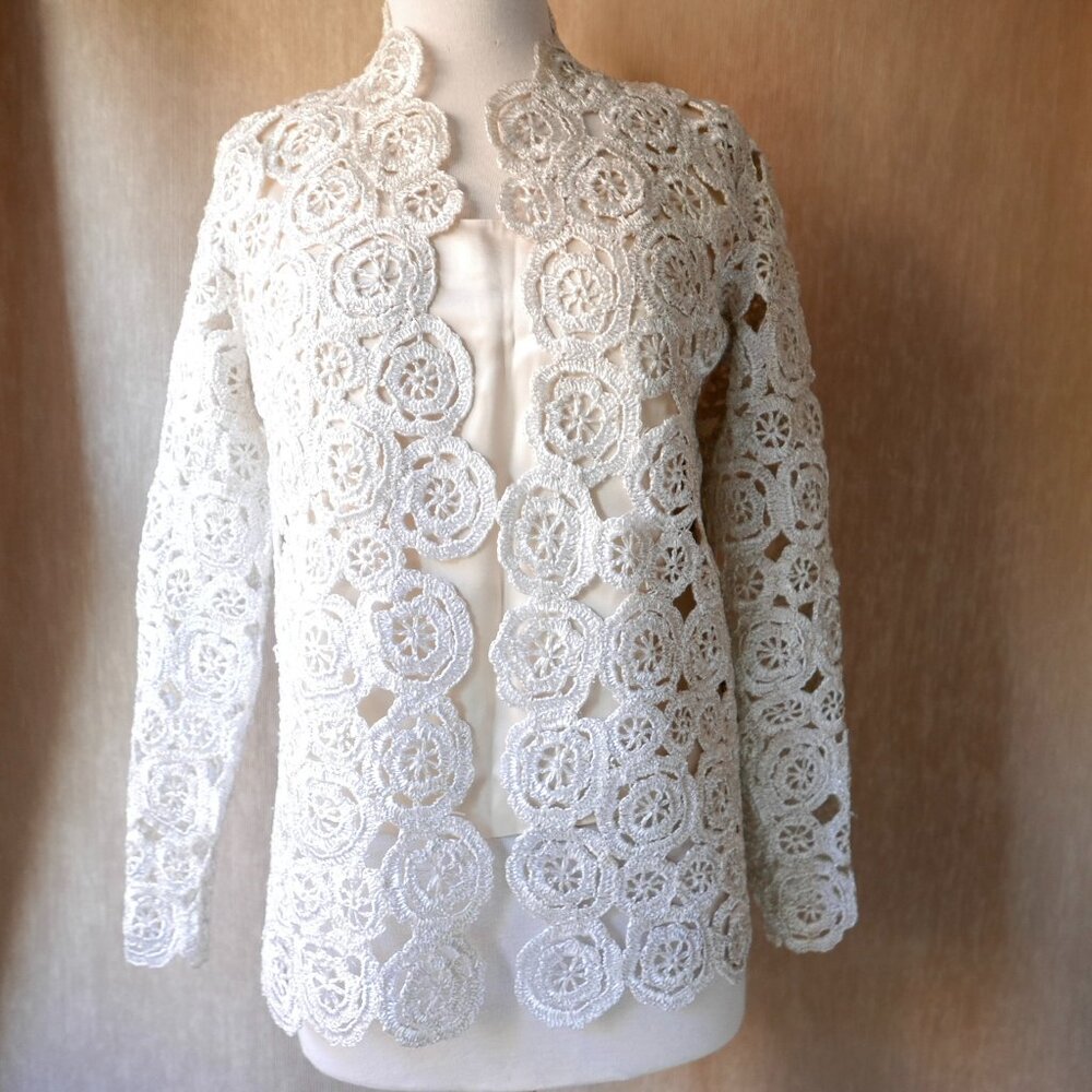 60s Vintage Silver Raffia Jacket, Made in Italy